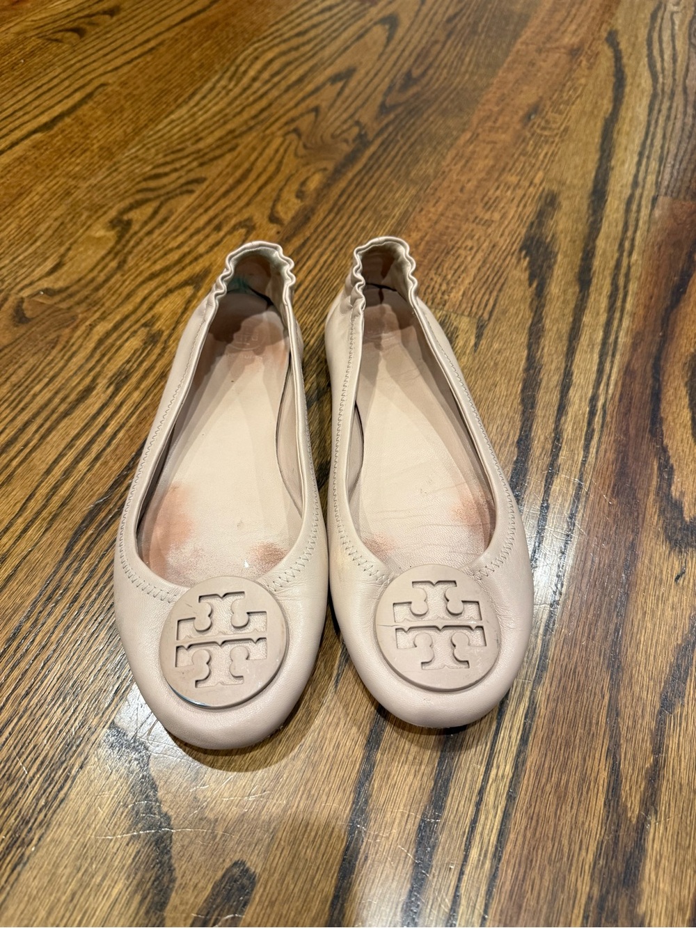 Tory Burch Soft Blush Leather Logo Ballet Flats 9.5